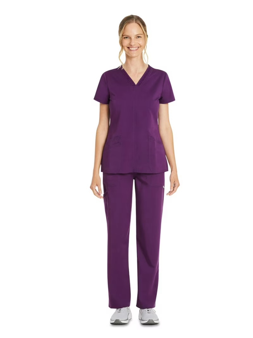 Scrubstar Purple V-Neck Scrub Top with Pants Set XL NWOT